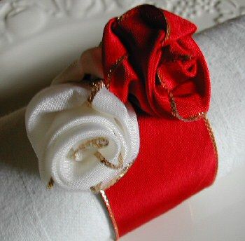 ribbon forming a rose for festive napkins