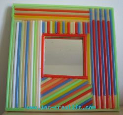 Mirror decorated with drinking straws