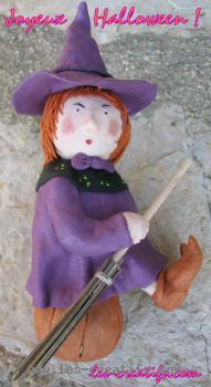 Halloween witch figurine made from fimo