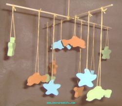 Wood mobile for child's bedroom