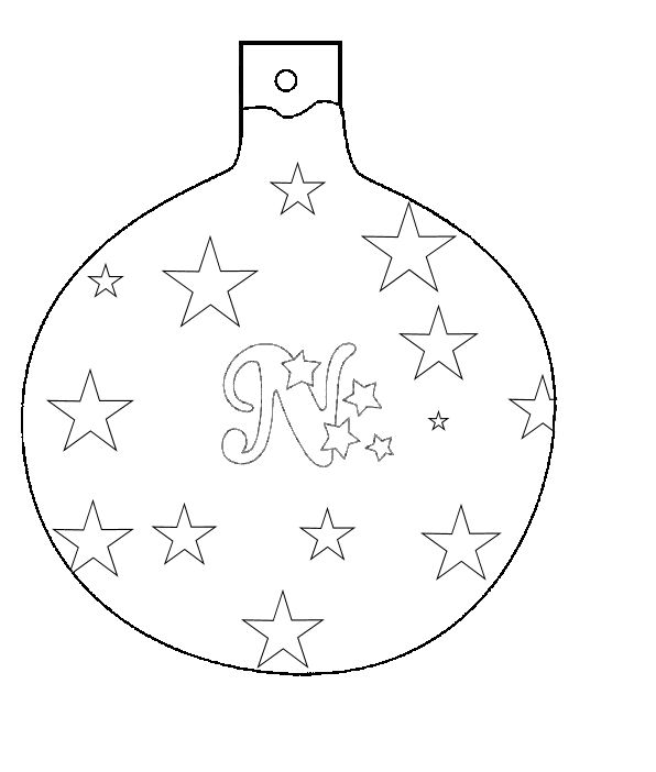 Christmas ball ornament to color and cut out. N for Noel theme