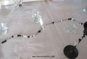 Black and white crystal table garland
