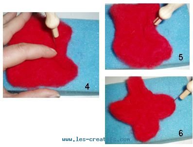 Flower brooch in carded wool: the shaping process