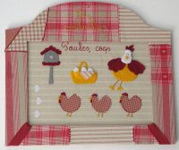 Hen picture frame and picture made from fabric and felt