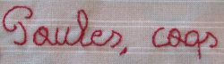Words written with the crewel or stem stitch
