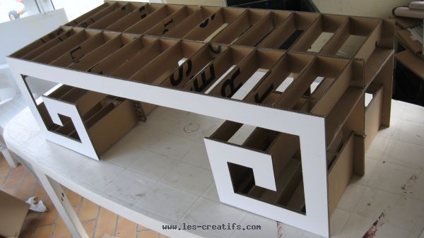 making the frame of the cardboard table