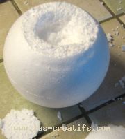 Shaping and hollowing-out the polystyrene ball